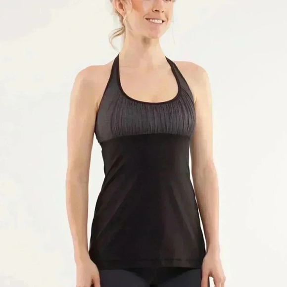 Lululemon Namaste grey black casual stylish run trendy athletic yoga tank top 6 - Picture 1 of 4